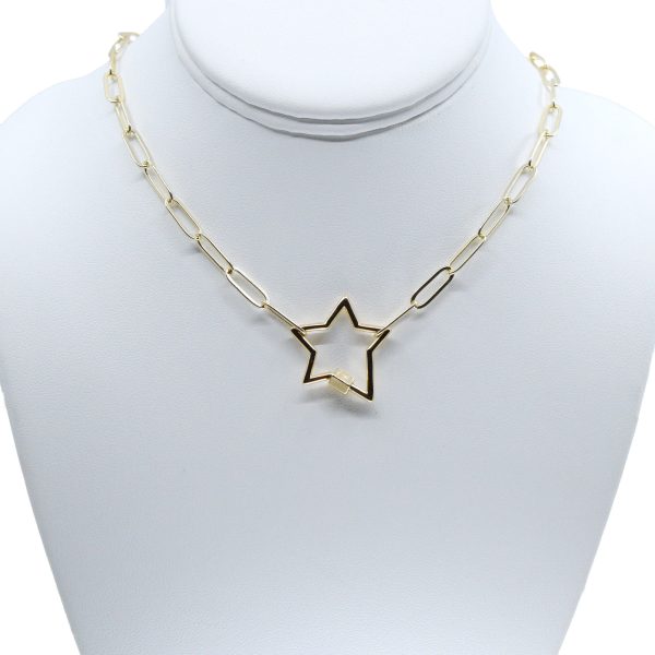 Gold Paperclip Chain Link Necklace - Star Sale