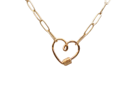 Gold Paperclip Chain Link Necklace - Heart Discount