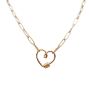 Gold Paperclip Chain Link Necklace - Heart Discount