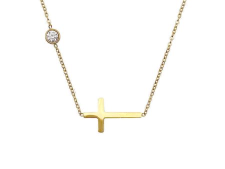 Horizontal Cross with Bezel Rhinestone Necklace Fashion