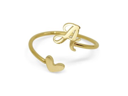 Alphabet Open Wrap Ring in Gold For Cheap