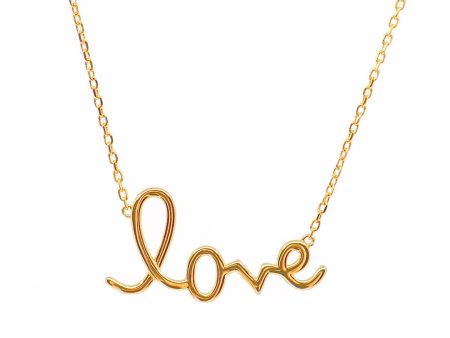 The Script Love Gold Horizontal Necklace Discount