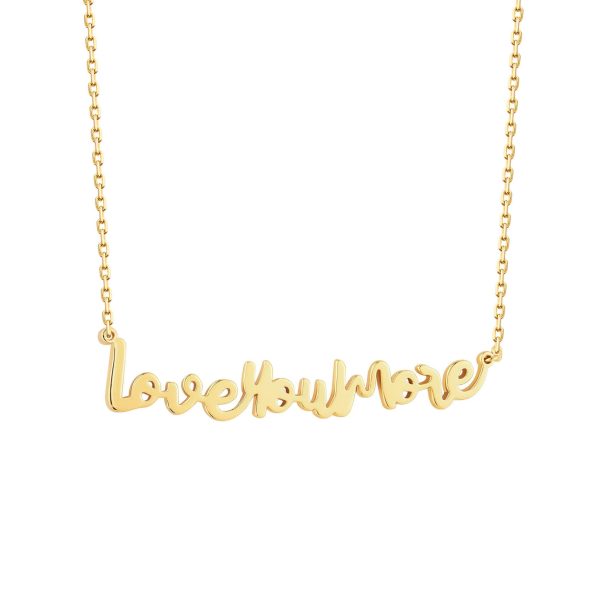 Script Love You More Bar Gold Necklace For Discount