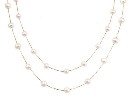 Elizabeth Pearl Necklace - Gold Coated & Freshwater Pearls For Cheap