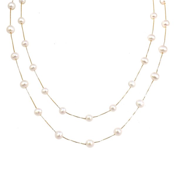 Elizabeth Pearl Necklace - Gold Coated & Freshwater Pearls For Cheap