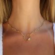 Gold Paperclip Chain Link Necklace - Heart Discount