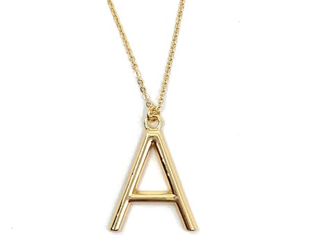 Alphabet Letter Necklace - Gold Large Single Online now