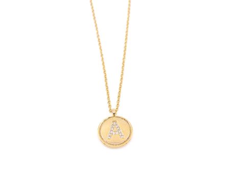 Alphabet Letter Necklace - Gold Sparkle Circle Cheap