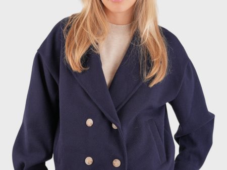 “Scandi” coat blue For Cheap