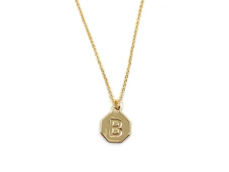 Alphabet Letter Necklace - Gold Octagon Cheap